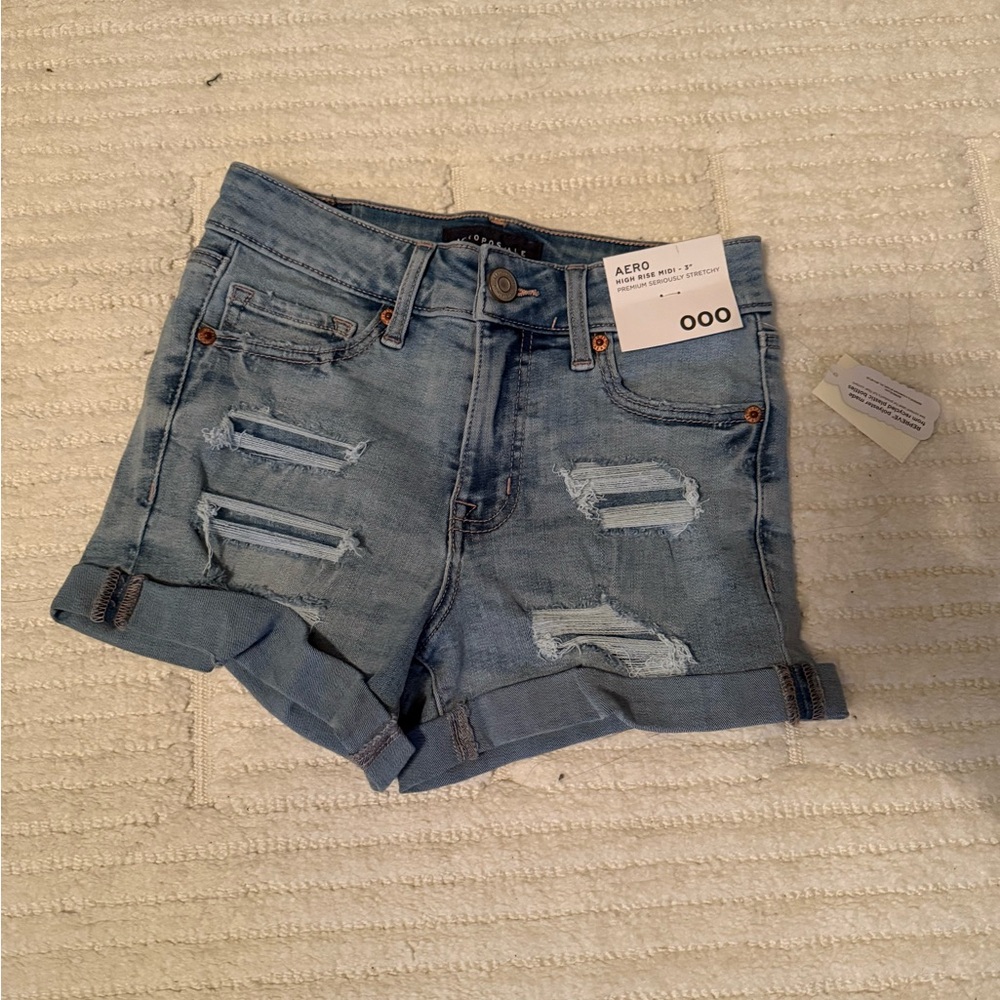 Aeropostale Blue Jean Shorts Distressed Cut-Off